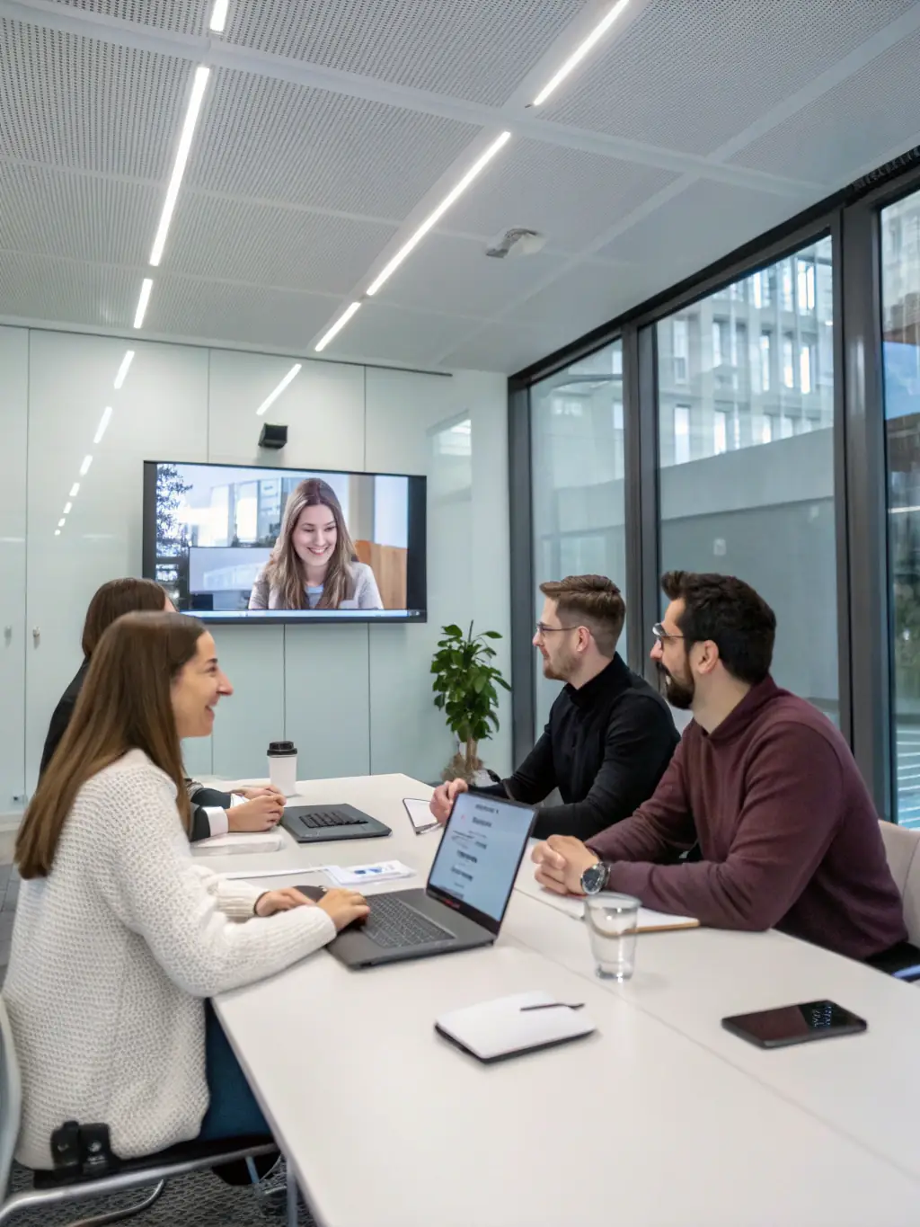 A focused video conference call between Redline Consultants and a client, discussing pre-conference strategy and objectives.